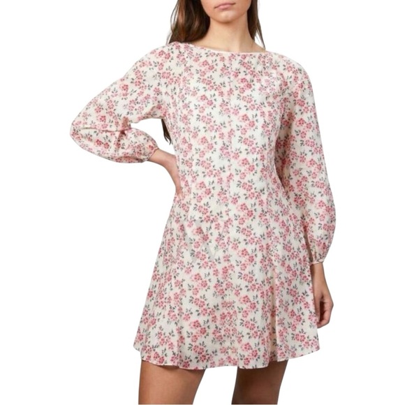 Rebecca Taylor Ikat Long Sleeves Floral Fleur Dress Women’s Size M Unlined Mini - Picture 1 of 9